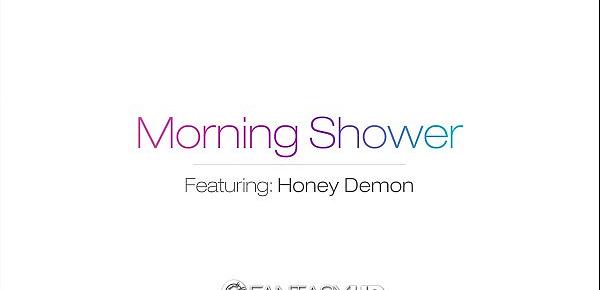  FantasyHD - Showering Honey Demon gets interrupted by cock